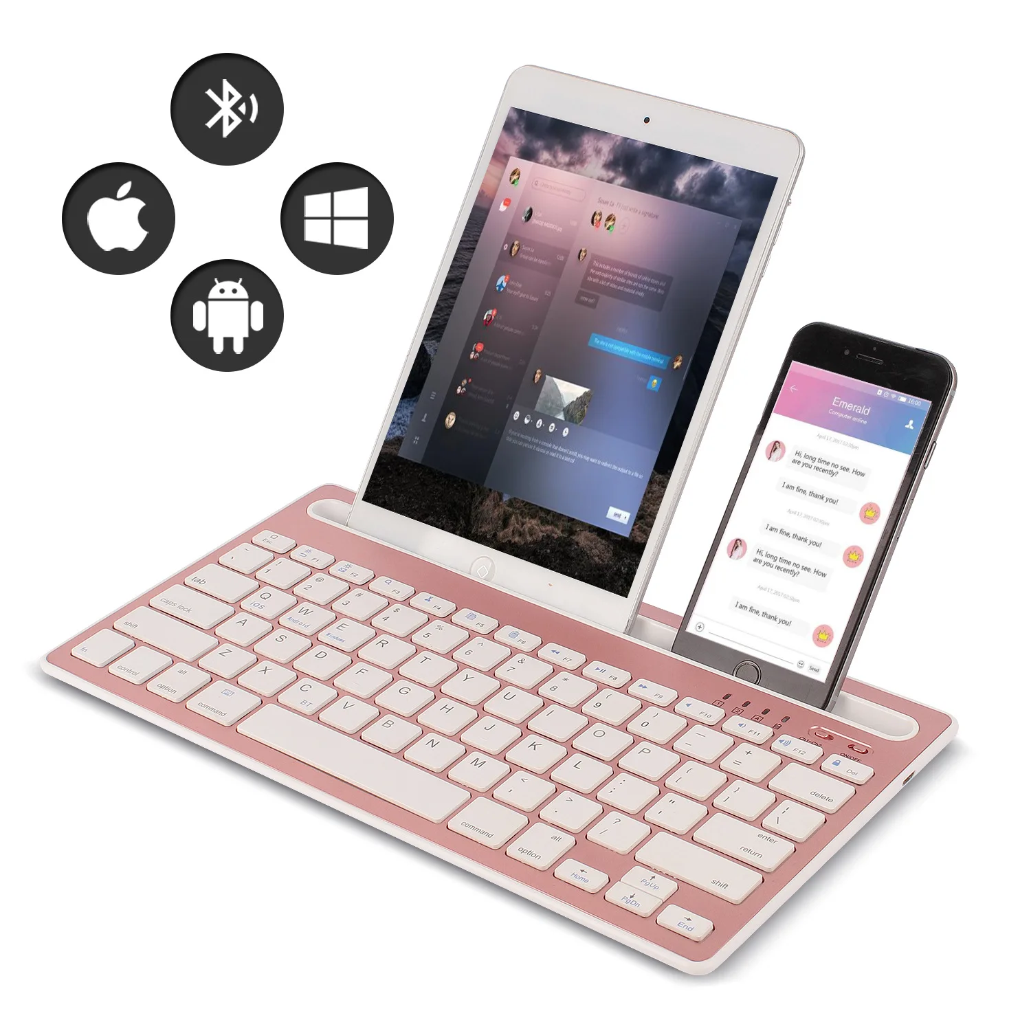 Laptop Ergonomic Accessories - Android/iOS/Windows システムと互換性のある Bluetooth キーボード iPad/スマートフォン/タブレット/ラップトップに適しています 内蔵スタンドスロット