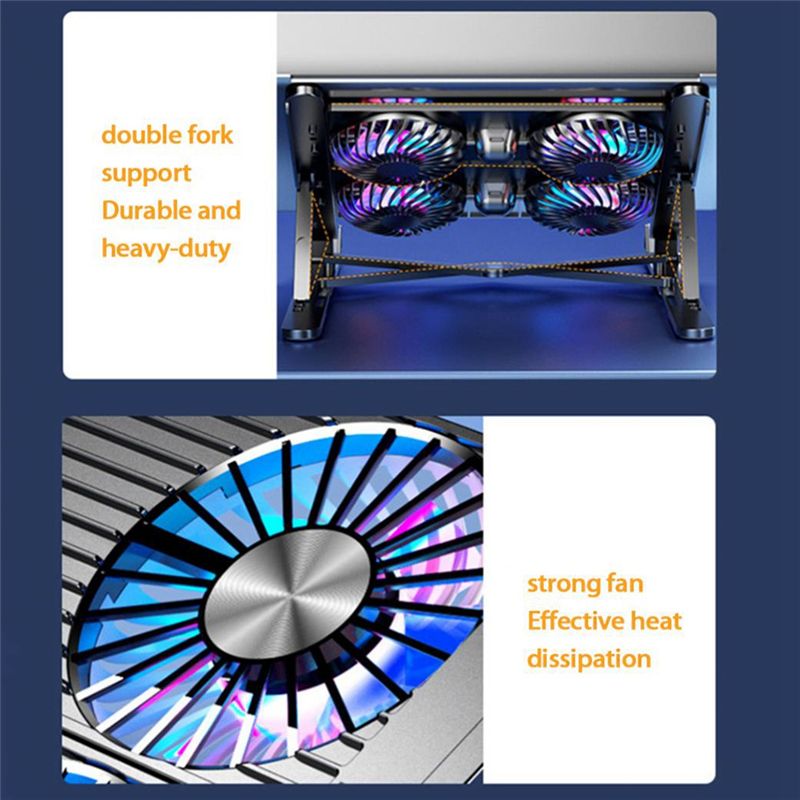 Laptop Accessories Cooling Pad - lillili ノートパソコン冷却スタンド 折りたたみ式ノートパソコン冷却パッド 4つのRGB静音ファン搭載 ノートパソコンクーラー ノートブックアクセサリー