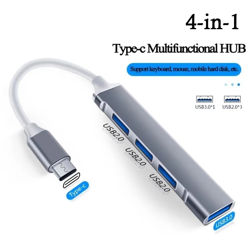Laptop Accessories Hub - 4ポートマルチスプリッターUSB 3.0ハブ タイプCハブ タイプCドックアダプター OTG PC、ノートパソコン、Xiaomi、Huawei、Macbook用コンピューターアクセサリー