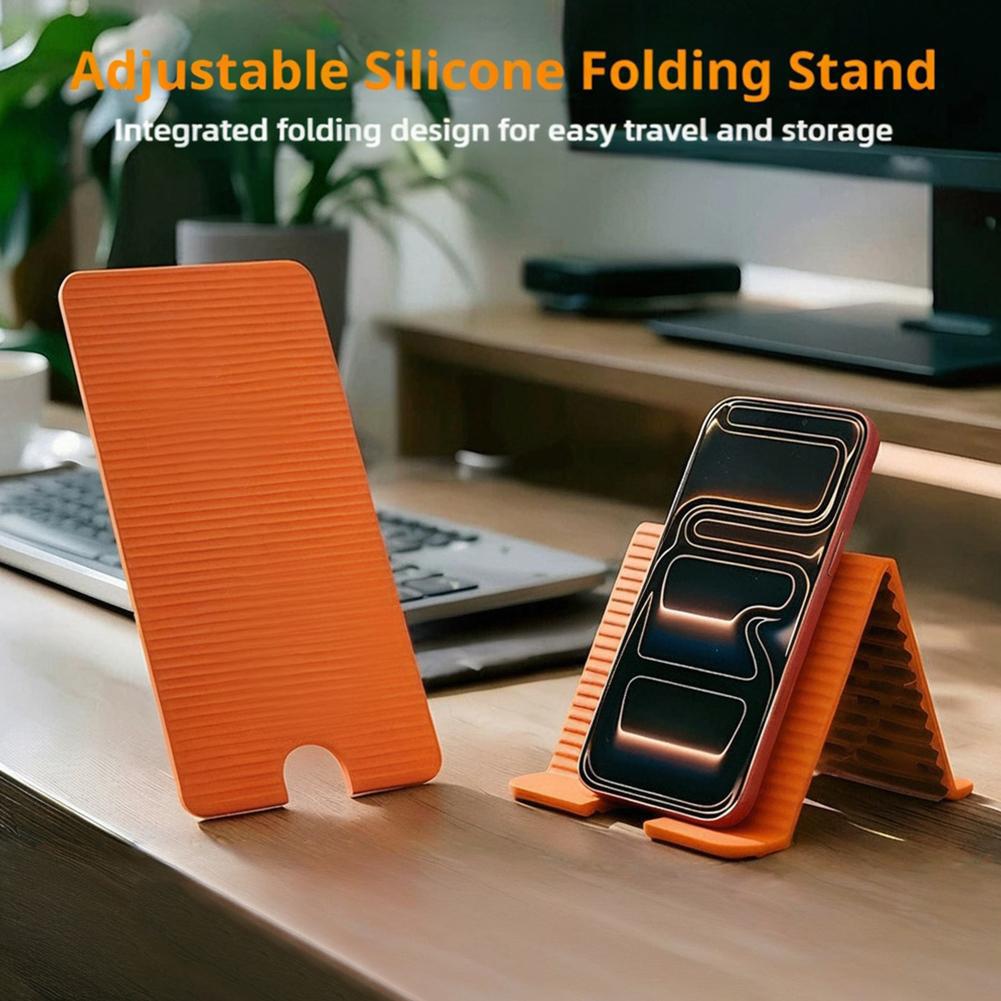 Laptop Ergonomic Accessories - 柔軟な折りたたみ式シリコン製電話ホルダー iPhone、iPad、ラップトップ、タブレット用 ポータブル調整可能な多角度デスクトップスタンド ホームオフィス用