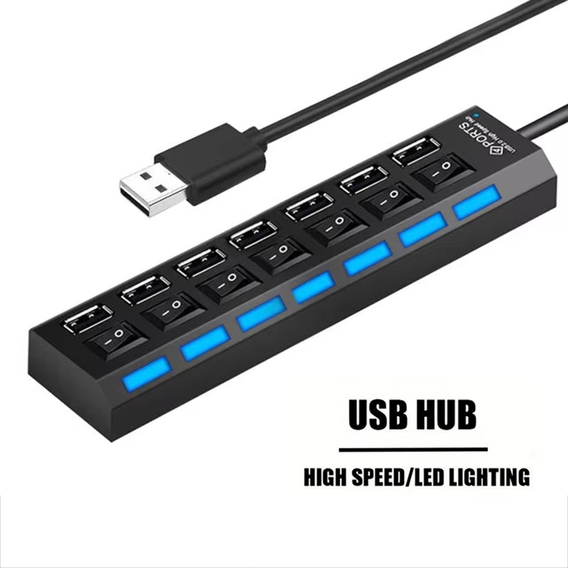 Laptop Accessories Hub - 7 ポート USB 2.0 ハブスプリッターラップトップコンピュータアクセサリー用マルチポート高速データ転送オフィスホームワークステーション用品