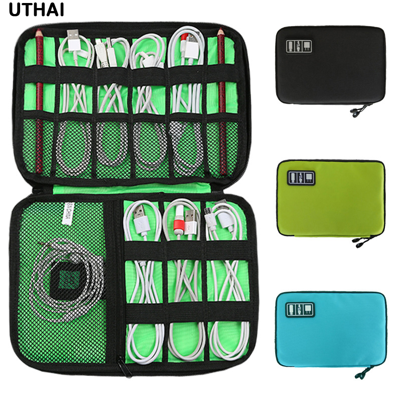 Laptop Accessories Kit Bag - UTHAI デジタル収納袋 USB データケーブルオーガナイザーイヤホンワイヤーバッグトラベルキットケースポーチエレクトロニクスアクセサリー