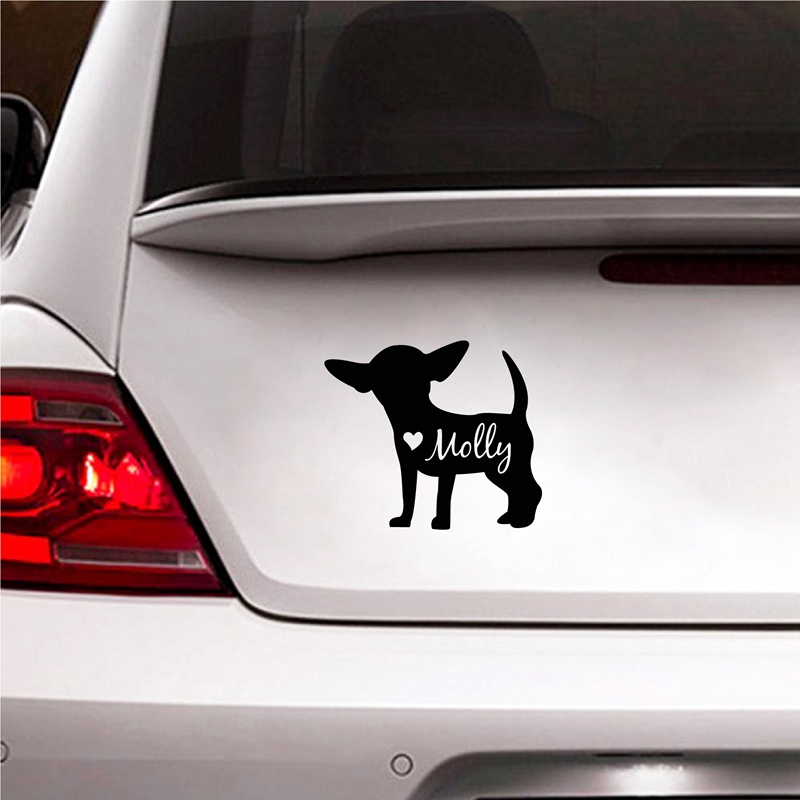 Laptop Accessories Name - かわいいチワワデカールパーソナライズされた犬の名前ビニールステッカー、カスタムペット犬シルエットリムーバブルデカール車の窓ノートパソコンの装飾