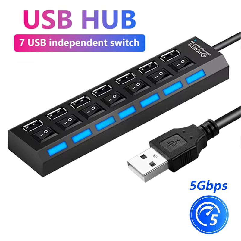 Laptop Accessories Hub - 7 ポート USB 2.0 ハブスプリッターラップトップコンピュータアクセサリー用 LED