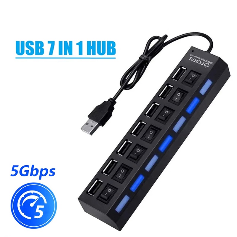 Laptop Accessories Hub - USB 2.0ハブ USB高速スプリッター 7ポート 5Gbps ハブ