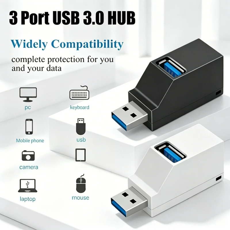 USB 3.0 2.0 回転可能な 3 ポートハブスプリッタ - Laptop Accessories And Gadgets のレビューと価格