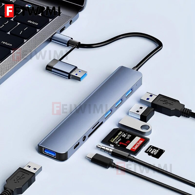 8in2ポートUSB CスプリッターUSBハブ タイプCエク - Laptop Accessories Hub のレビューと価格