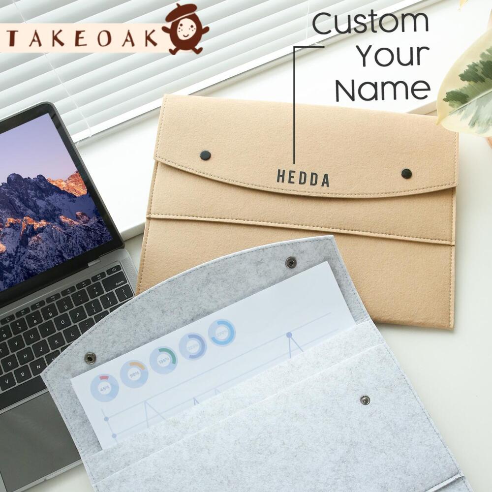 カスタムネーム入りフェルト製ドキュメントフォルダ、スナップボ - Laptop Accessories Name のレビューと価格
