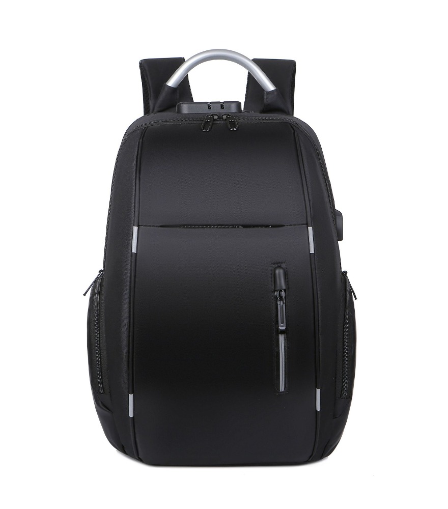 黒の盗難防止バックパック、金属製トップハンドル、撥水反射トリ - Laptop Backpack Anti Theft のレビューと価格