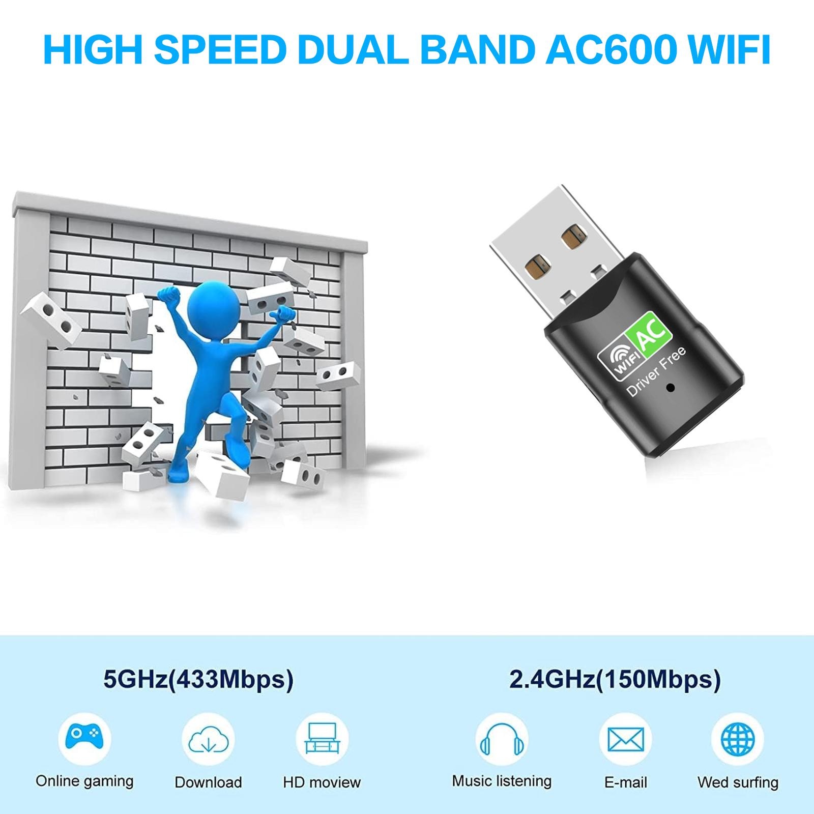 AC600 USB WiFi アダプター、デュアルバンド 2 - Laptop Ergonomic Accessories のレビューと価格