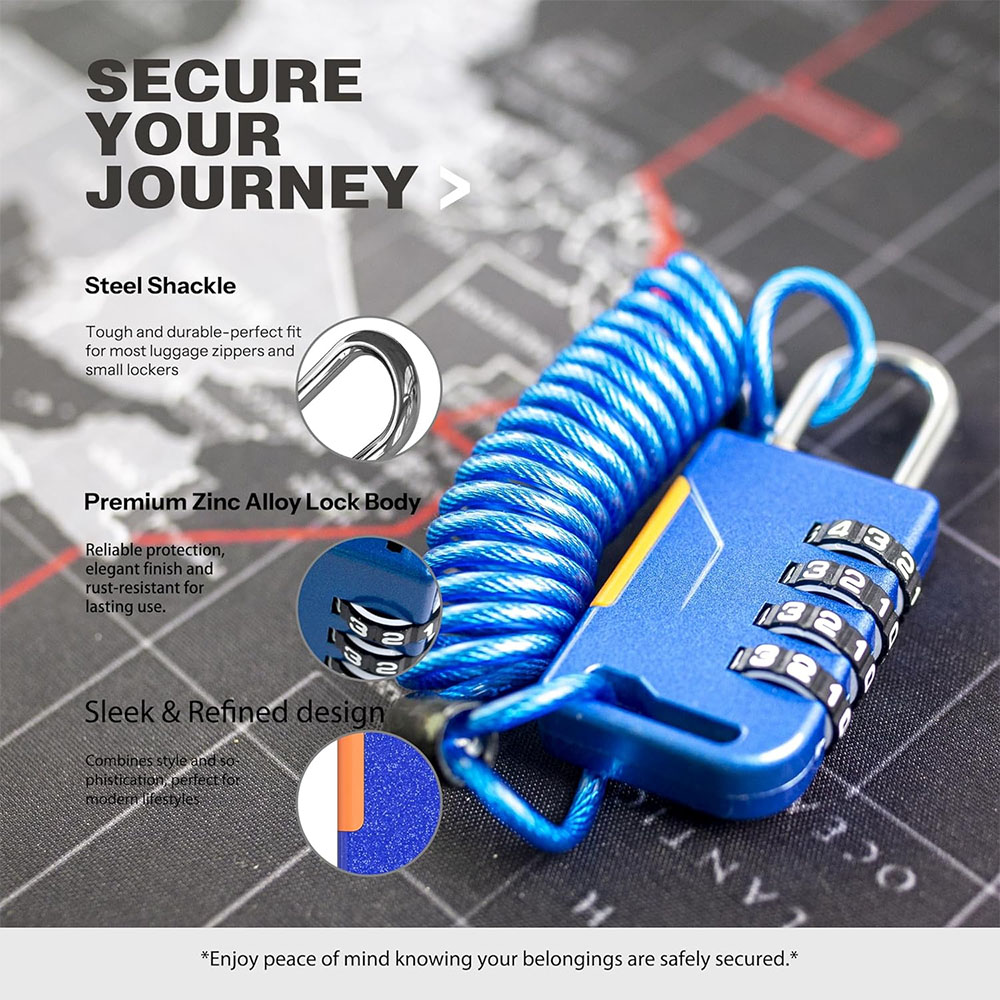 4桁のコンビネーション南京錠、格納式ケーブル付き、盗難防止税 - Laptop Backpack Anti Theft のレビューと価格
